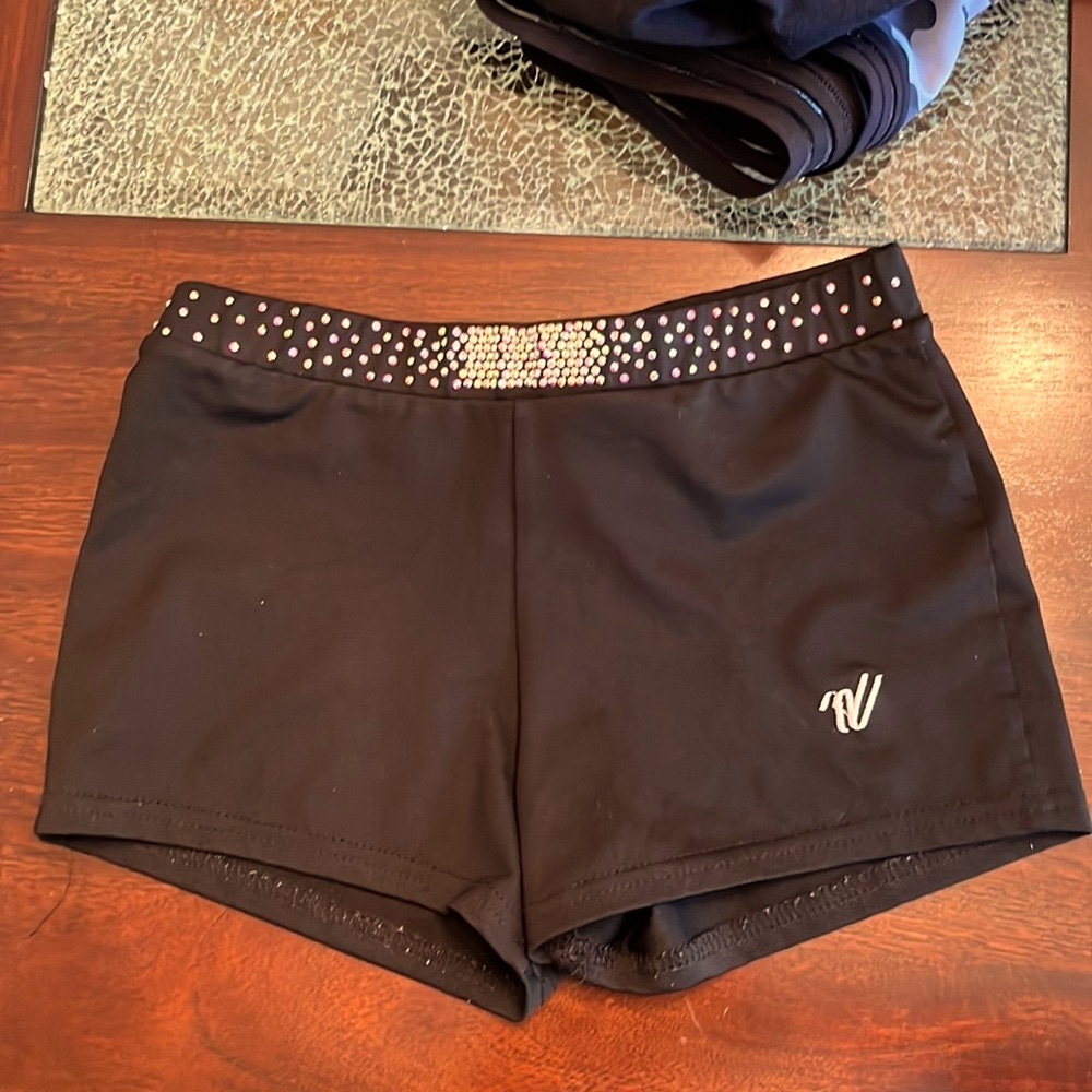 Varsity brand black shorts with bling.